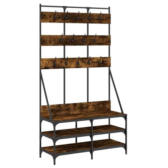 Denton Wooden Clothes Rack With Shoe Storage In Smoked Oak_2