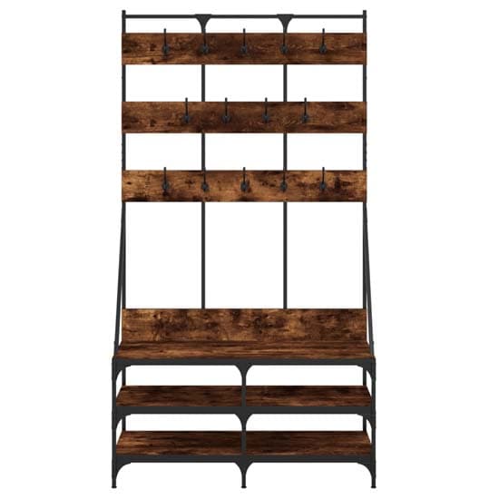 Denton Wooden Clothes Rack With Shoe Storage In Smoked Oak_4