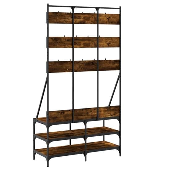 Denton Wooden Clothes Rack With Shoe Storage In Smoked Oak_6