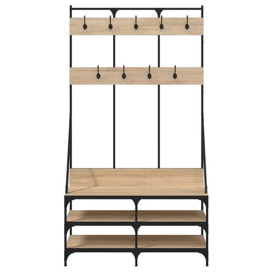 Denton Wooden Clothes Rack With Shoe Storage In Sonoma Oak_4