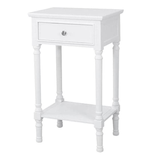Denver Pine Wood Bedside Cabinet With 1 Drawer In White_2