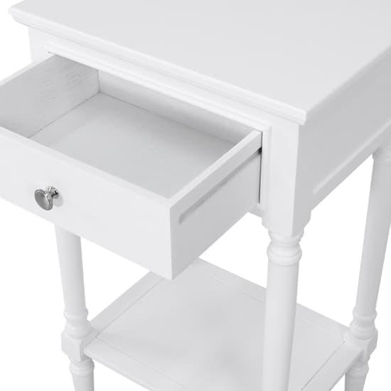 Denver Pine Wood Bedside Cabinet With 1 Drawer In White_3