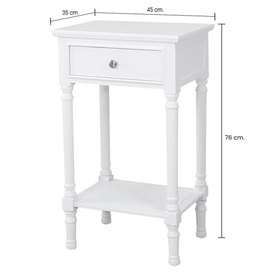 Denver Pine Wood Bedside Cabinet With 1 Drawer In White_6