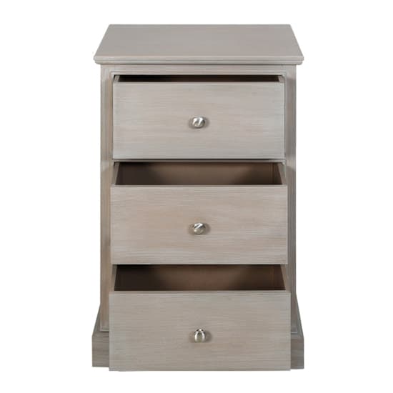 Denver Pine Wood Bedside Cabinet With 3 Drawers In Taupe_4