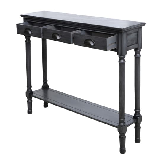 Denver Pine Wood Console Table With 3 Drawers In Grey_3