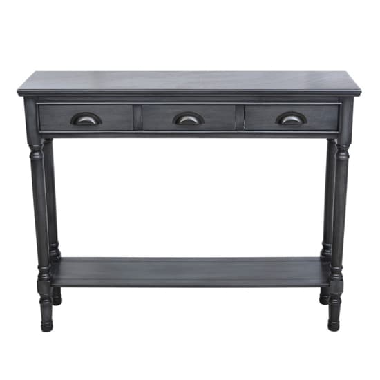 Denver Pine Wood Console Table With 3 Drawers In Grey_4