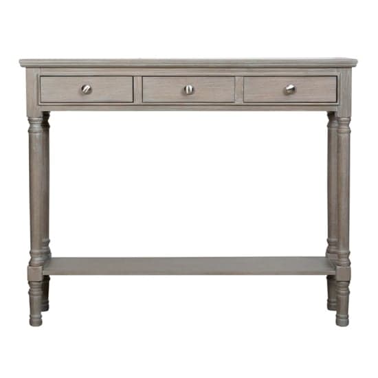Denver Pine Wood Console Table With 3 Drawers In Taupe_2