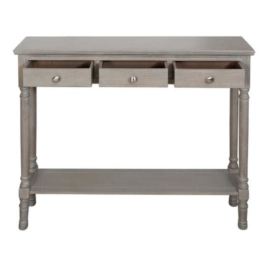 Denver Pine Wood Console Table With 3 Drawers In Taupe_3