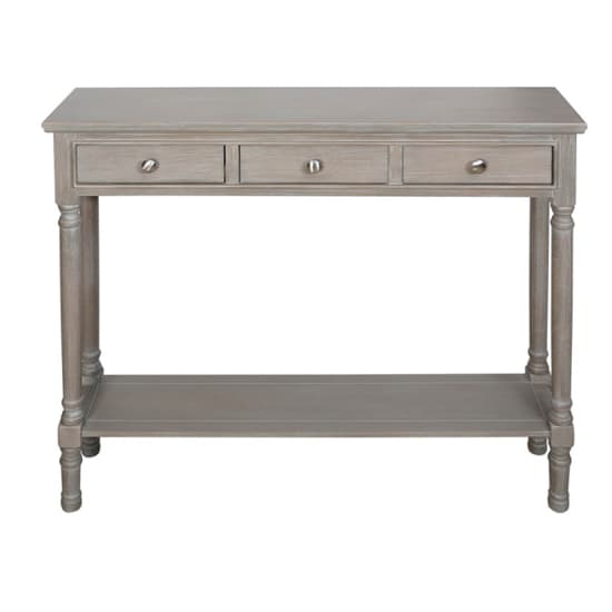 Denver Pine Wood Console Table With 3 Drawers In Taupe_4