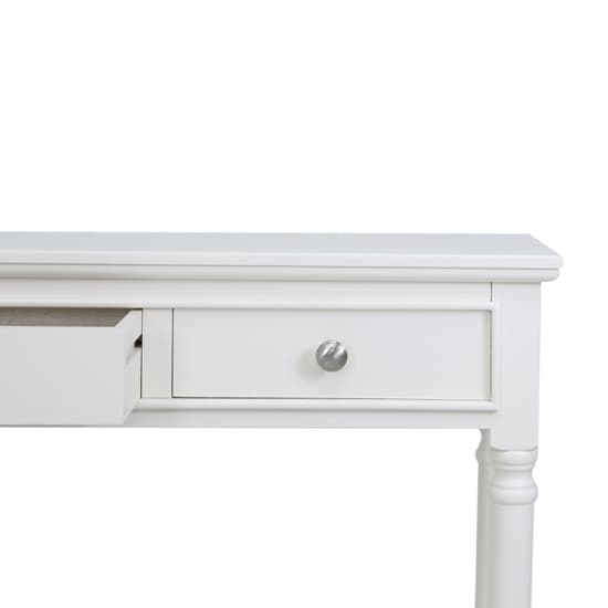 Denver Pine Wood Console Table With 3 Drawers In White_4
