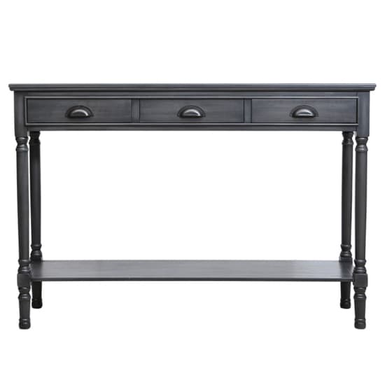 Denver Pine Wood Console Table Large With 3 Drawers In Grey_3