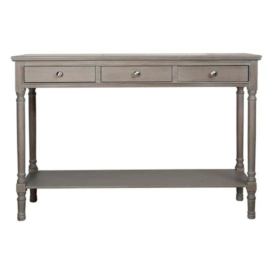 Denver Pine Wood Console Table Large With 3 Drawers In Taupe_2