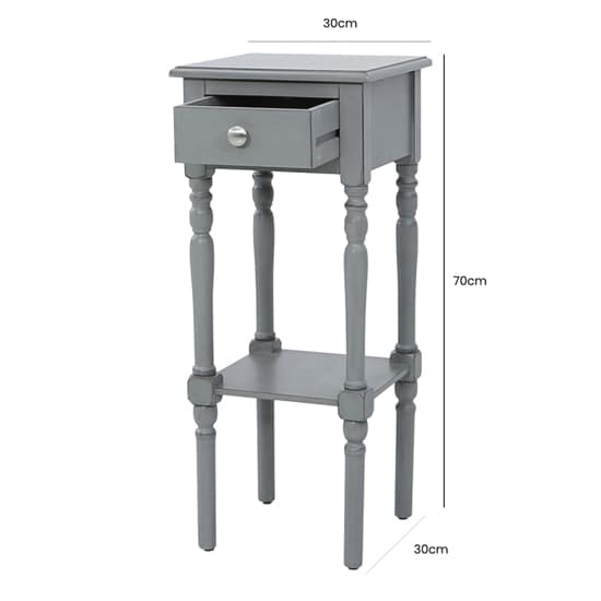 Denver Pine Wood End Table With 1 Drawer In Grey_5