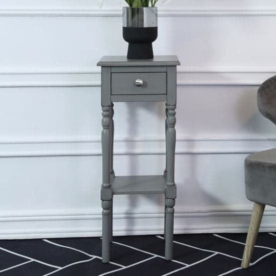 Denver Pine Wood End Table With 1 Drawer In Grey_1
