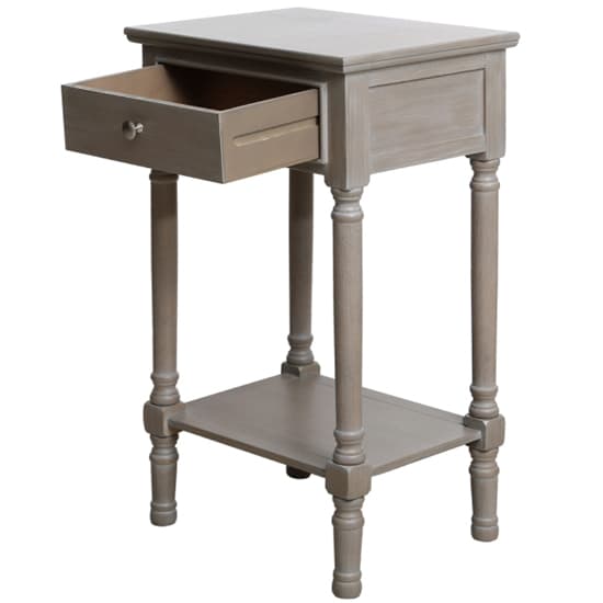 Denver Pine Wood End Table With 1 Drawer In Taupe_3