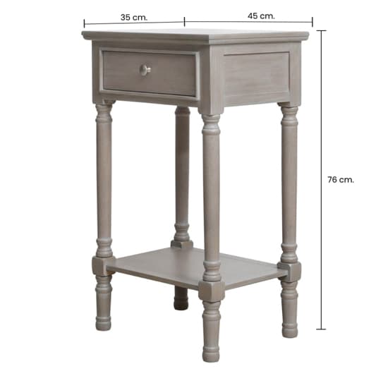 Denver Pine Wood End Table With 1 Drawer In Taupe_6
