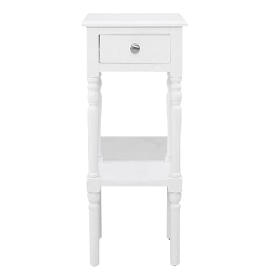Denver Pine Wood End Table With 1 Drawer In White_2