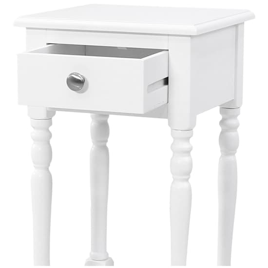 Denver Pine Wood End Table With 1 Drawer In White_5