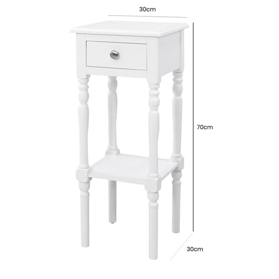 Denver Pine Wood End Table With 1 Drawer In White_6