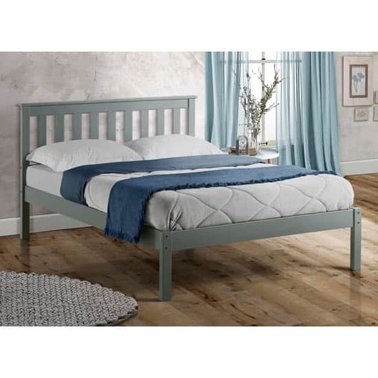 Denver Wooden Low End Double Bed In Grey