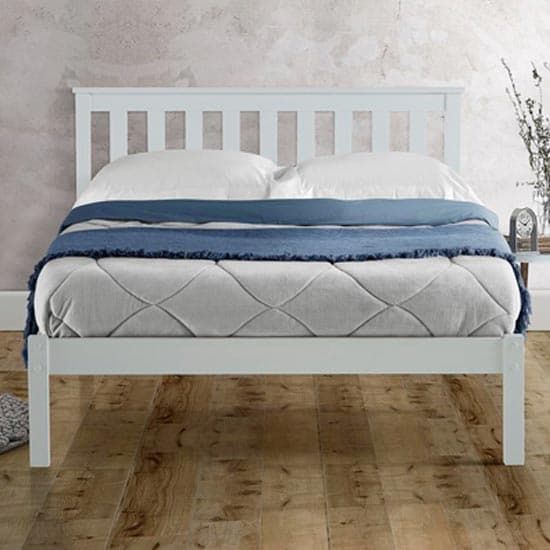 Denver Wooden Low End Double Bed In White_2