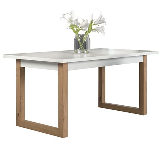 Depok Extending Wooden Dining Table In White And Oak_3