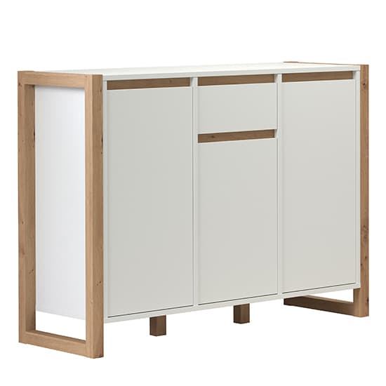 Depok Wooden Sideboard With 3 Doors 1 Drawer In White And Oak_4