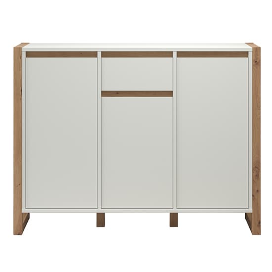 Depok Wooden Sideboard With 3 Doors 1 Drawer In White And Oak_5