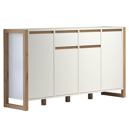 Depok Wooden Sideboard With 4 Doors 2 Drawers In White And Oak_4