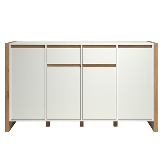 Depok Wooden Sideboard With 4 Doors 2 Drawers In White And Oak_5