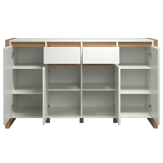 Depok Wooden Sideboard With 4 Doors 2 Drawers In White And Oak_6
