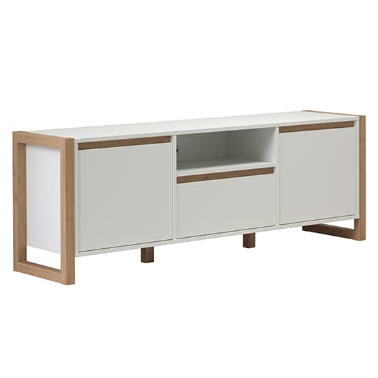Depok Wooden TV Stand With 3 Doors In White And Oak_6