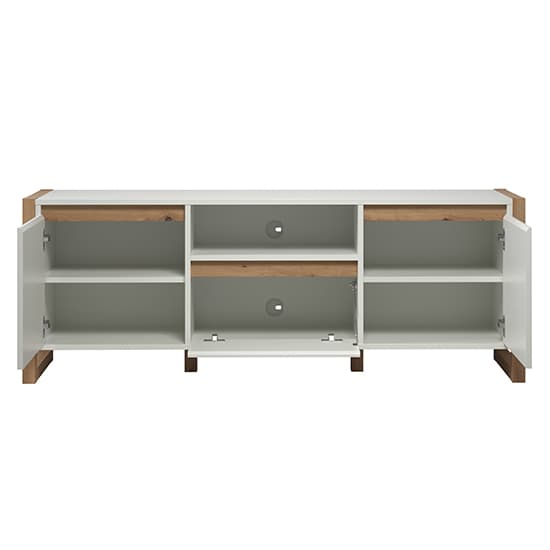 Depok Wooden TV Stand With 3 Doors In White And Oak_7