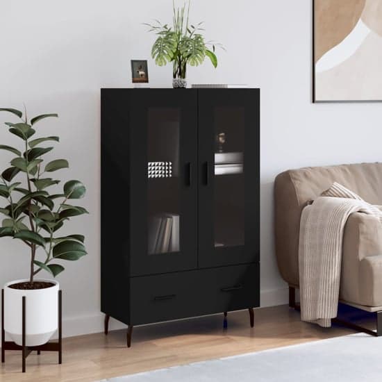 Derby Display Cabinet With 2 Doors 1 Drawer In Black_1