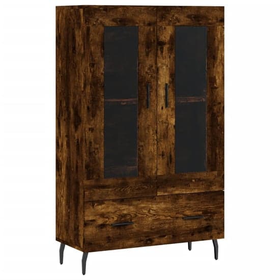 Derby Display Cabinet With 2 Doors 1 Drawer In Smoked Oak_2
