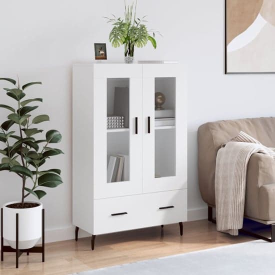 Derby Display Cabinet With 2 Doors 1 Drawer In White_1