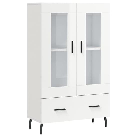 Derby High Gloss Display Cabinet With 2 Doors 1 Drawer In White_2