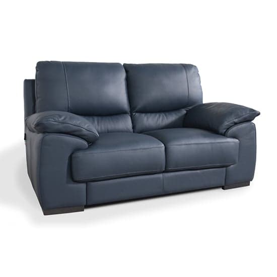 Derby Leather Fixed 2 Seater Sofa In Navy_1
