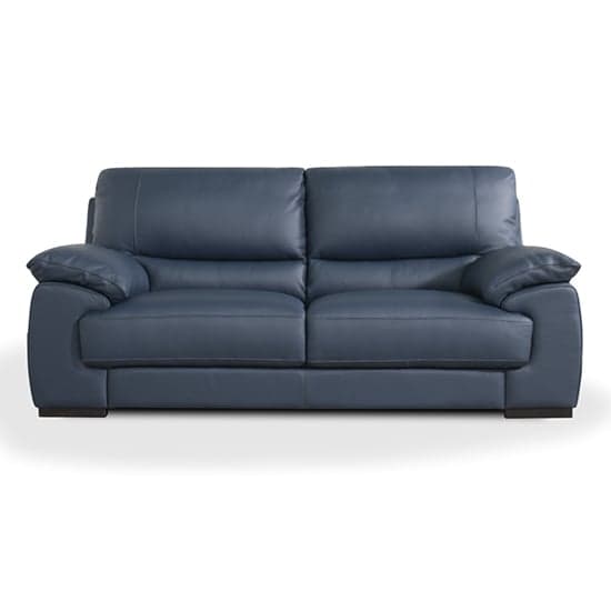 Derby Leather Fixed 3 Seater Sofa In Navy_1