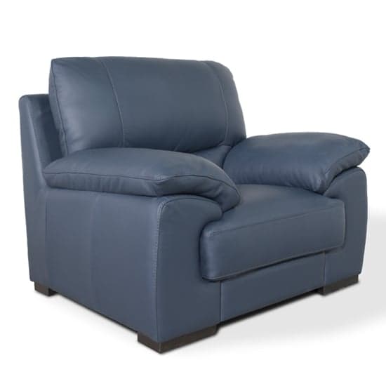 Derby Leather Fixed Armchair In Navy_1