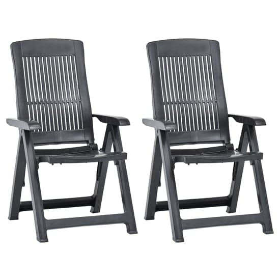 Derik Outdoor Anthracite Plastic Reclining Chairs In Pair