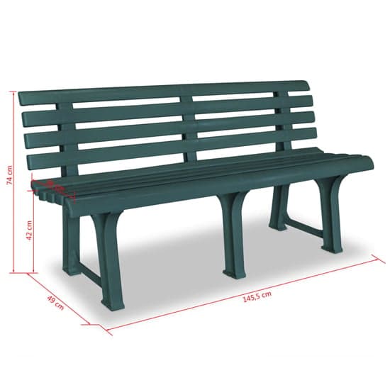 Derik Outdoor Plastic Seating Bench In Green_3