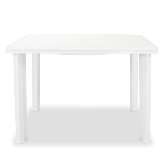Derik Outdoor Rectangular Plastic Dining Table In White Furniture in