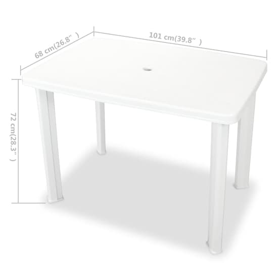 Derik Outdoor Rectangular Plastic Dining Table In White Furniture in