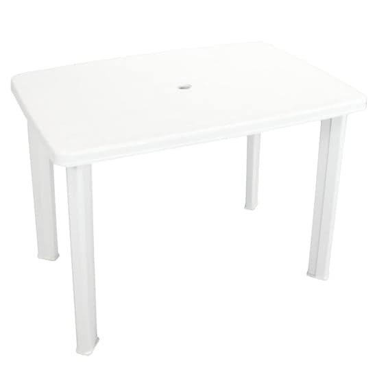 Derik Outdoor Rectangular Plastic Dining Table In White_1