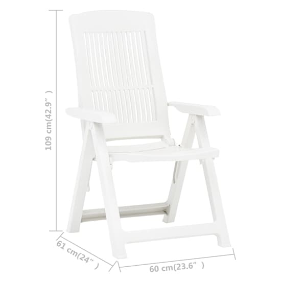 Derik Outdoor White Plastic Reclining Chairs In Pair_4