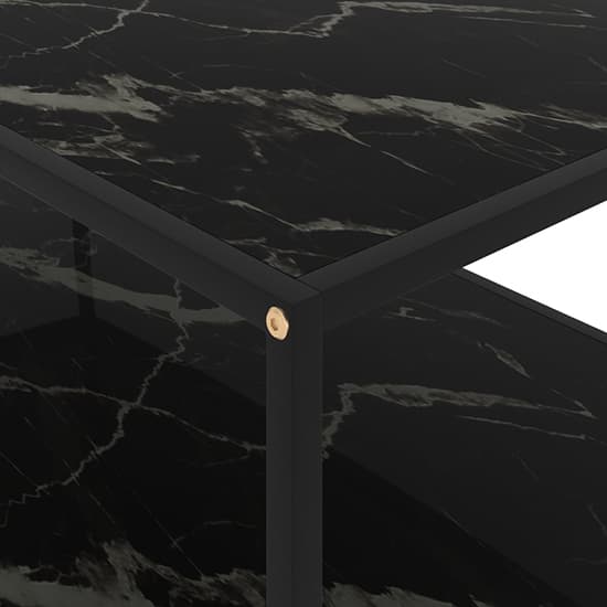 Dermot Large Glass Coffee Table In Black Marble Effect Furniture in Fashion