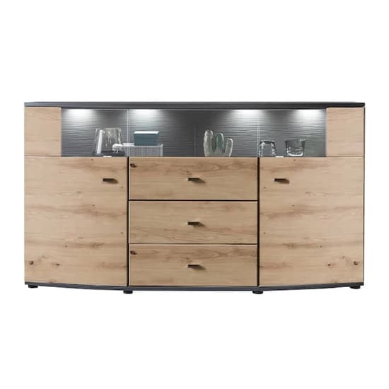 Derry Sideboard With 2 Doors 3 Drawers In Artisan Oak And LED_3