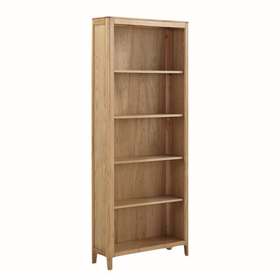 Derry Wooden Bookcase Tall With 4 Shelves In Oak_1