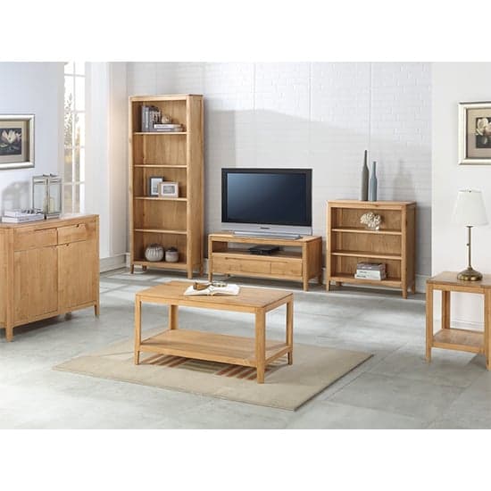 Derry Wooden TV Stand Corner With 2 Drawers In Oak_2